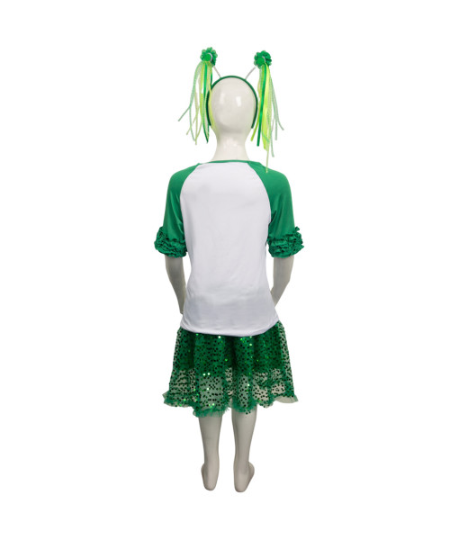 Kids Children Girl White Shirt Green Tutu Skirt St. Patrick's Day Halloween Costume