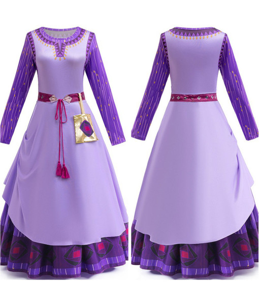 Women Purple Long Dress Maid Princess Halloween Costume