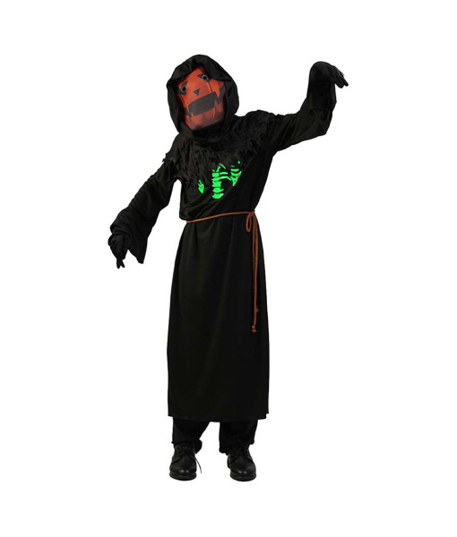 Kids Children Luminous Pumpkin Cult Priest Halloween Costume