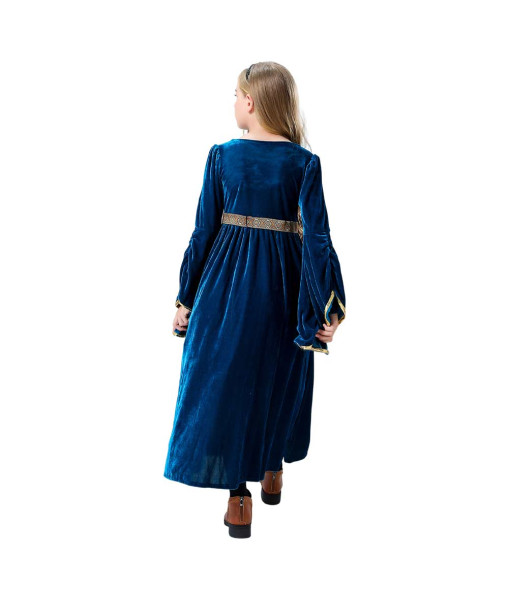 Kids Children Medieval Velvet Long Sleeve Palace Princess Halloween Costume