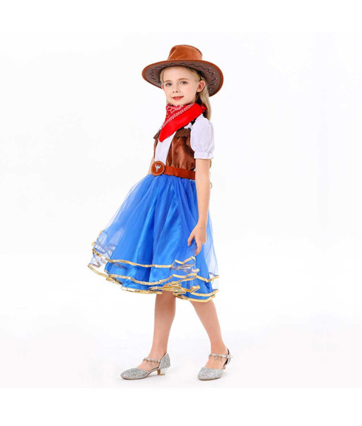 Cowgirl Mesh Skirt Kids Halloween Costume