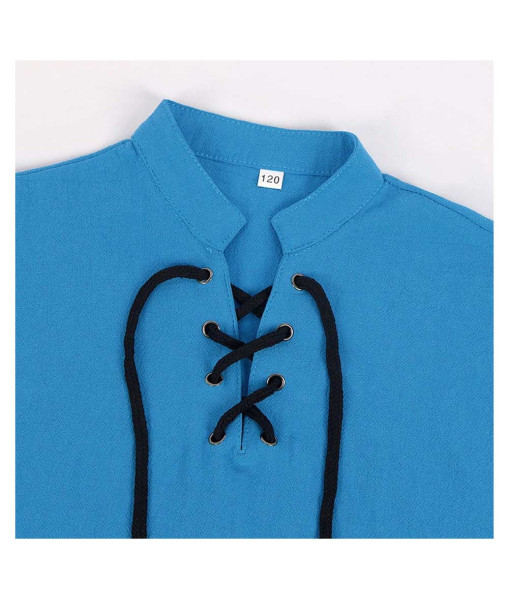 Kids Children Pirate Blue Shirt Halloween Costume