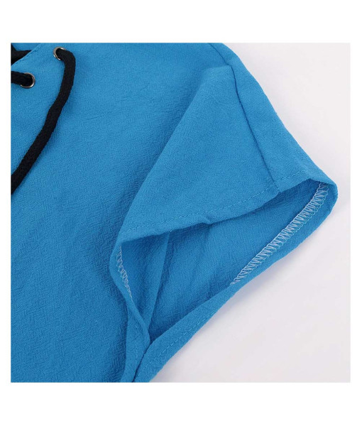 Kids Children Pirate Blue Shirt Halloween Costume