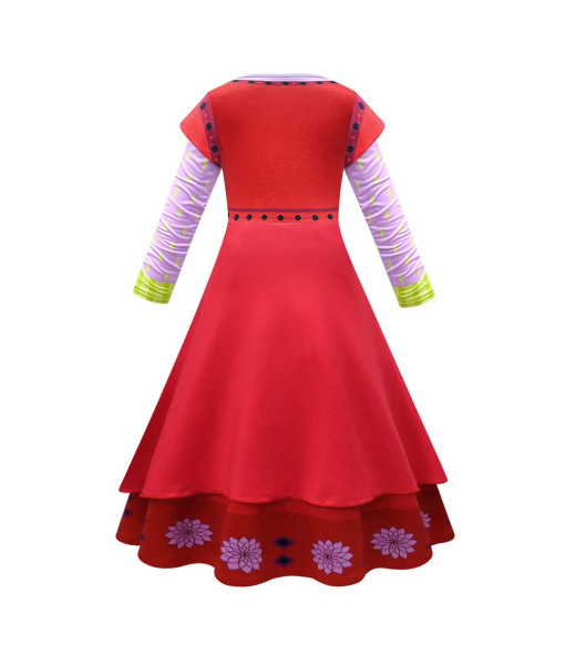 Kids Children Red Dress Flower Pattern Maid Halloween Costume