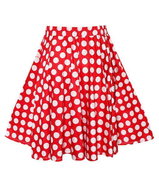Women 50s Red Polka Dot Skirt 6Pcs Halloween Costume