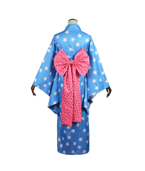 Women Japanese Blue Kimono Star Pattern Yukata Halloween Costume