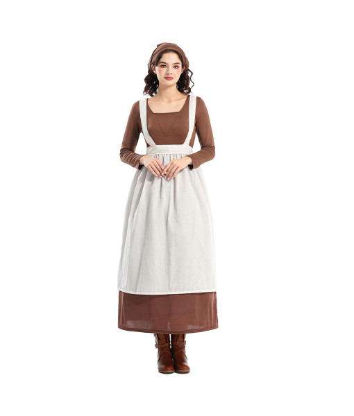 Women Manor Maid Dress Colonial Style Thanksgiving Pilgrim Halloween Costume
