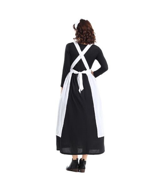 Women Manor Maid Dress Colonial Style Thanksgiving Pilgrim Halloween Costume