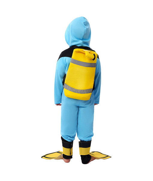 Kids Children Blue Junpsuit Ocupation Diving Suit Halloween Costume