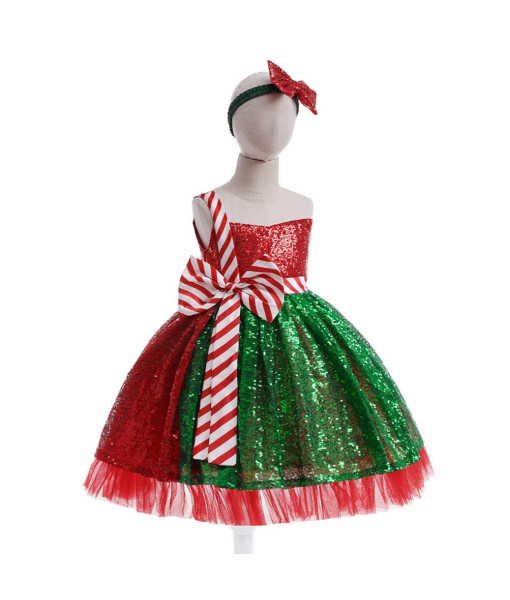 Kids Children Girl Christmas Sequin Bow Tutu Skirt Halloween Chirstmas Stage Costume