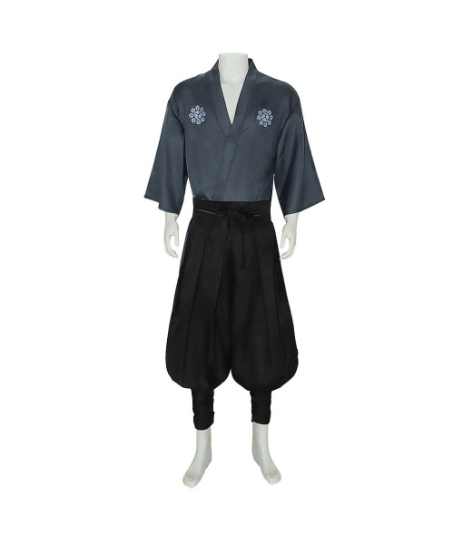 Men Black Japanese Tranditional Samurai Outfit Cosplay Halloween Costume