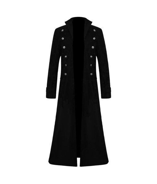 Men Black Steampunk Gothic VIntage Overcoat Halloween Costume