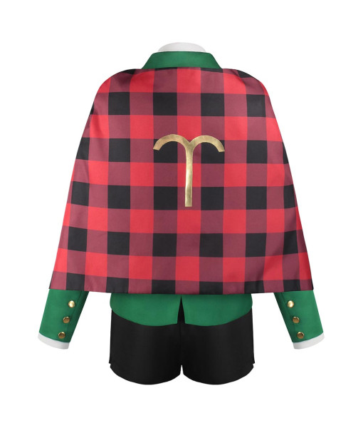 Men Red Fannel Shawl Green Suit School Uniform Bow Tie Halloween Costume