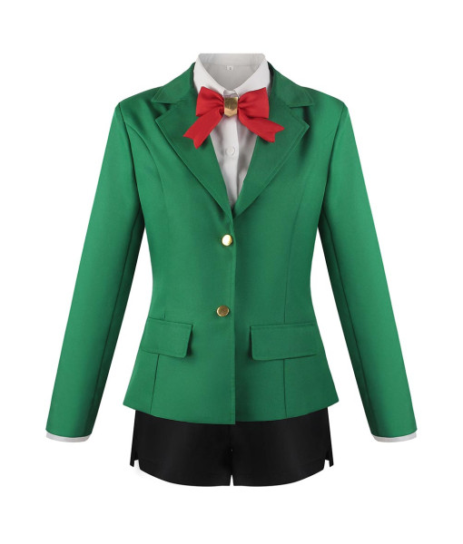 Men Red Fannel Shawl Green Suit School Uniform Bow Tie Halloween Costume