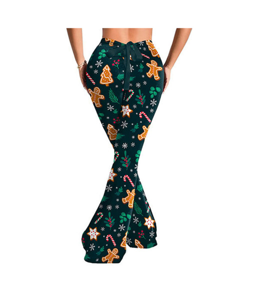 1980s Vintage Printed Flower Flared Pants Women Halloween Costume