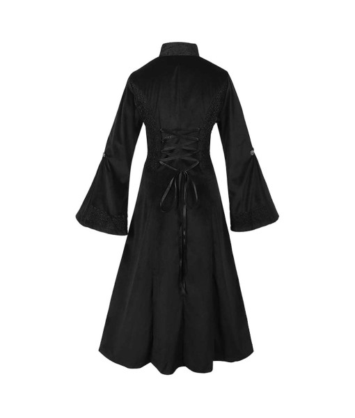 Women Black Gothic Stand Collar Lace Slim Dress Halloween Costume