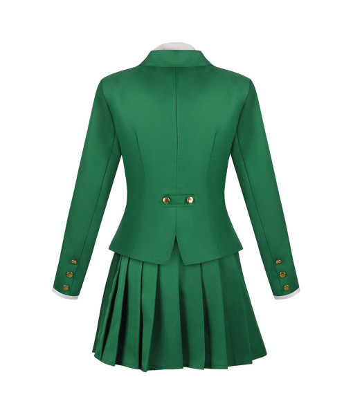 Women Red Fannel Shawl Green Suit Skirt School Uniform Hallowen Costume