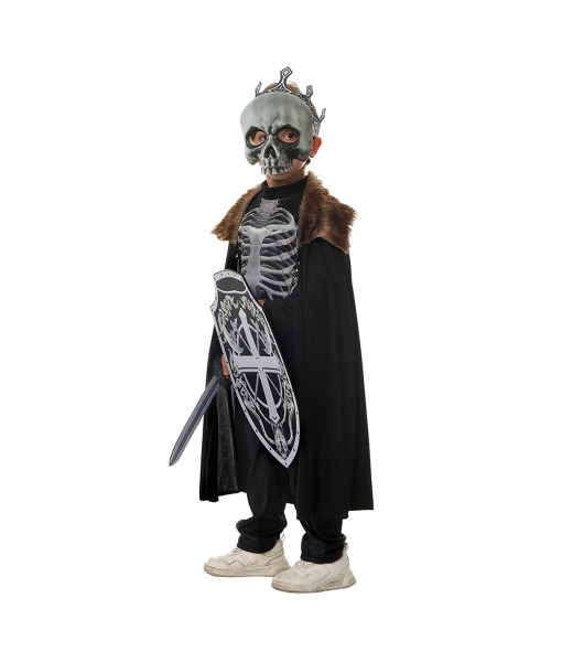 Kids Children Fantasy Skeleton Kight 4Pcs Fullset Outfit Halloween Costume