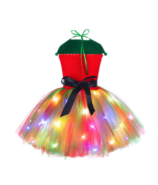 Kids Children Girl Chirstmas Elf Led Red Green Tutu Skirt Chirstmas Stage Costume
