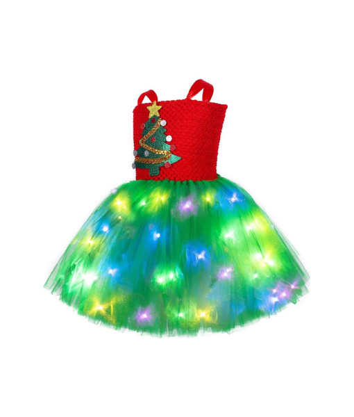 Kids Children Performance Christmas Tree Led Light Tutu Skirt Chirstmas Costume