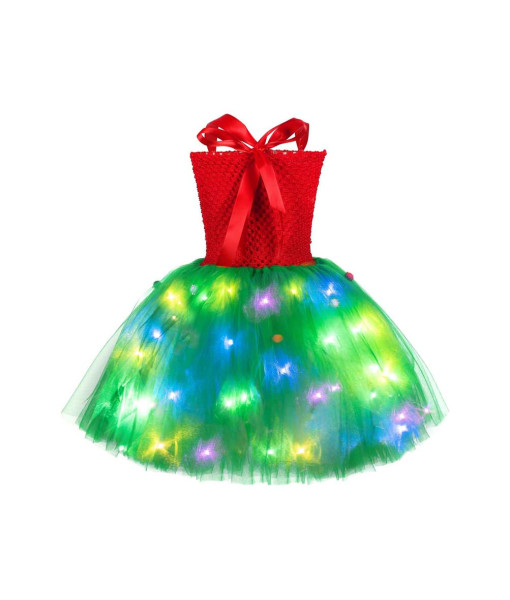 Kids Children Performance Christmas Tree Led Light Tutu Skirt Chirstmas Costume