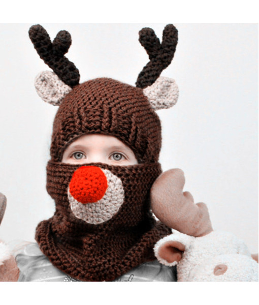 Kids Children Reindeer Hat and Scarf 2Pcs Set Halloween Costume Accessories