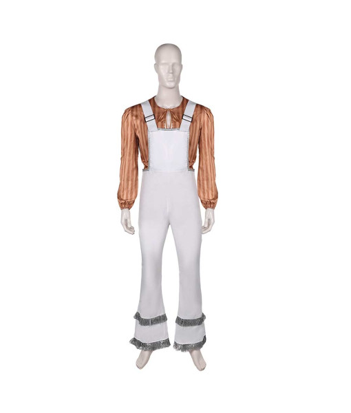Men 70s Retro Bib Flare Pants Set Rockstar Performance Outfit Halloween Costume