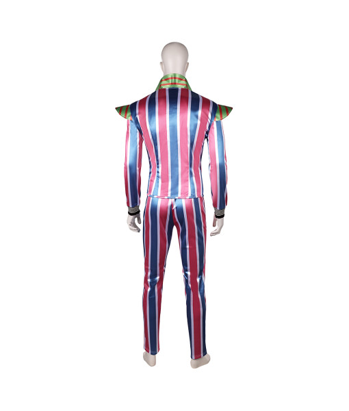 Men 70s Retro Blue Red Strip Outfit Rockstar Performance Outfit Halloween Costume