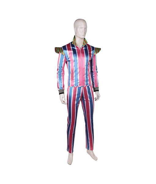 Men 70s Retro Blue Red Strip Outfit Rockstar Performance Outfit Halloween Costume