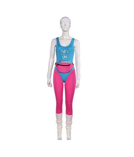 1980s Retro Fitness Blue Jumpsuit Sportswear Women Halloween Costume