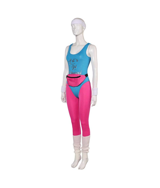 1980s Retro Fitness Blue Jumpsuit Sportswear Women Halloween Costume