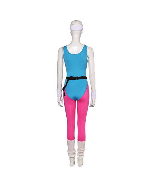 1980s Retro Fitness Blue Jumpsuit Sportswear Women Halloween Costume