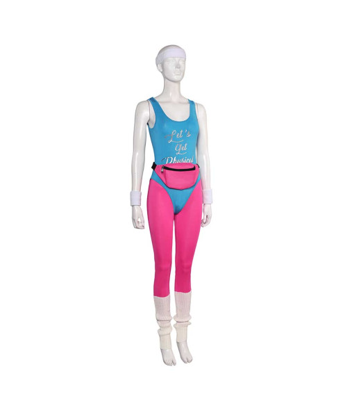 1980s Retro Fitness Blue Jumpsuit Sportswear Women Halloween Costume