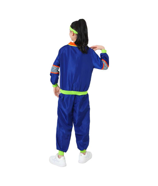 1980s Retro Disco Dark Blue Kids Sportwear Outfit