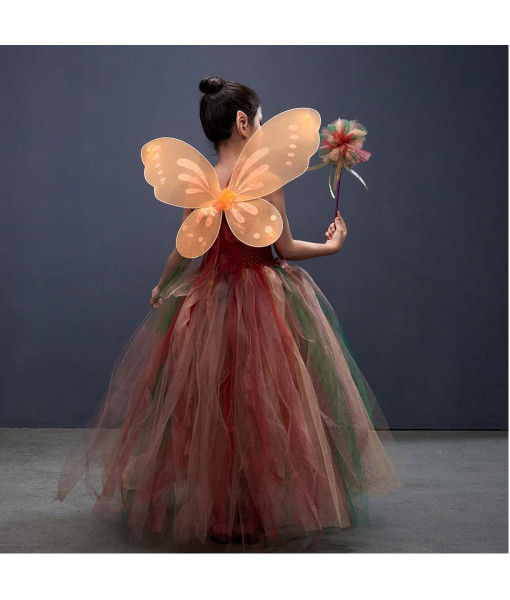 Fairy Princess Dress with Wing Tutu Skirt Girl Kids Halloween Costume