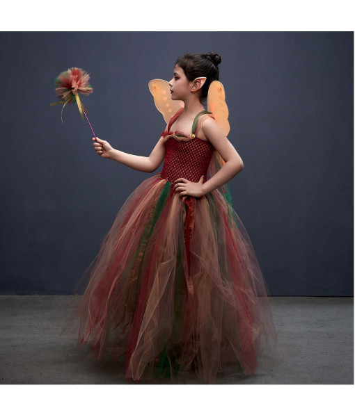 Fairy Princess Dress with Wing Tutu Skirt Girl Kids Halloween Costume