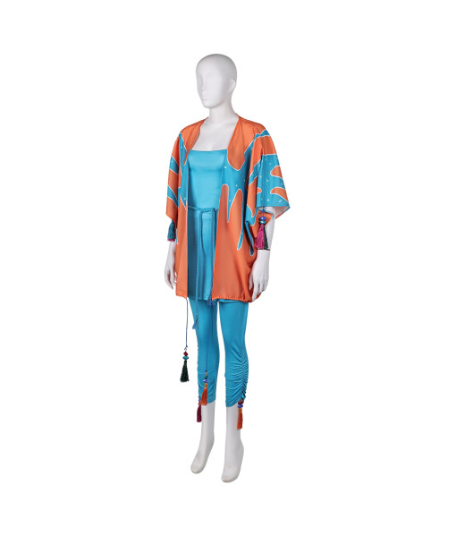 1970s Rockstar Blue Orange Suit Outfit Halloween Costume