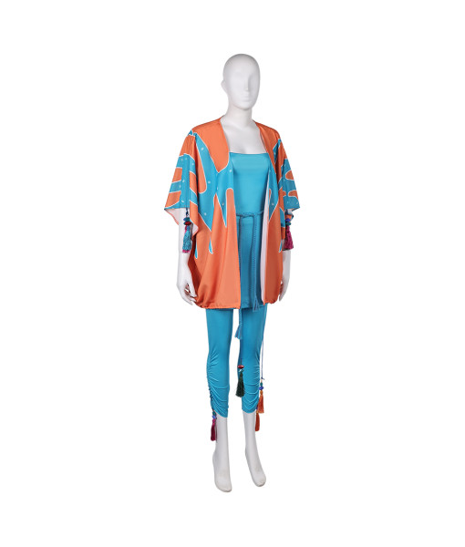 1970s Rockstar Blue Orange Suit Outfit Halloween Costume
