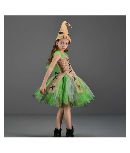 Ragdoll Green Faux Patch Tutu Skirt Girl Kids Halloween Costume 