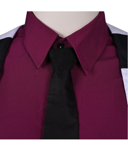 Men Black White Gothic Strip Suit Red Lining Fullset Halloween Costume