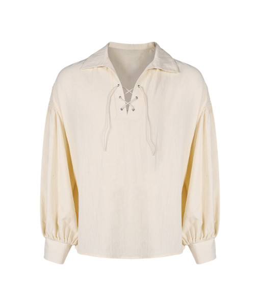 Men Medieval Linen Long Sleeve Shirt Tether Vintage Halloween Costume