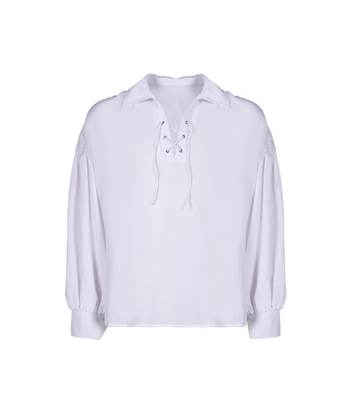 Men Medieval Linen Long Sleeve Shirt Tether Vintage Halloween Costume