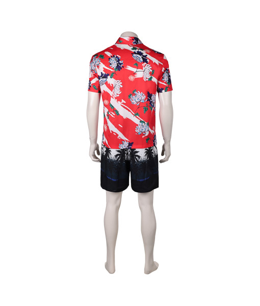 Men Red Beach Shirt Printed Shorts Fullset Halloween Costume