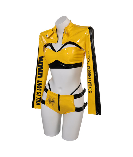Women Yellow Leather Sexy Lingerie with Coat Futuristic Sci Fi Style Halloween Costume