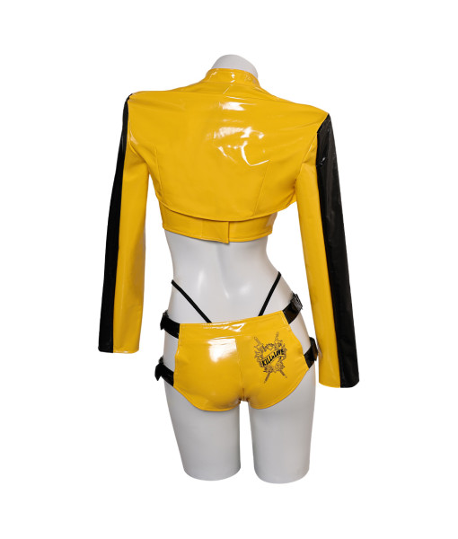 Women Yellow Leather Sexy Lingerie with Coat Futuristic Sci Fi Style Halloween Costume