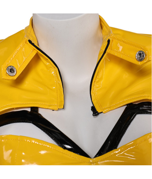 Women Yellow Leather Sexy Lingerie with Coat Futuristic Sci Fi Style Halloween Costume