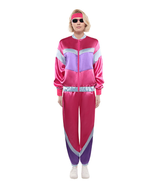 Adult 90s Rose Red Color Vintage Sports 4Pcs Sportwear Halloween Costume