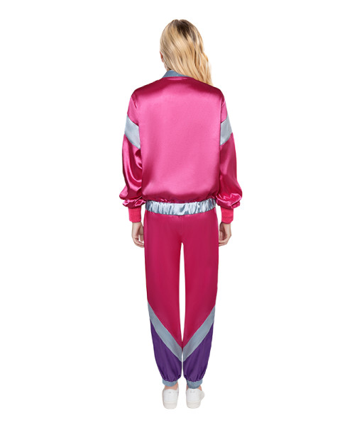 Adult 90s Rose Red Color Vintage Sports 4Pcs Sportwear Halloween Costume