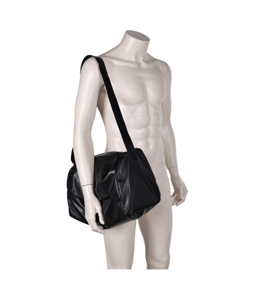 Black Leather Oversized Sporty Shoulder Bag 