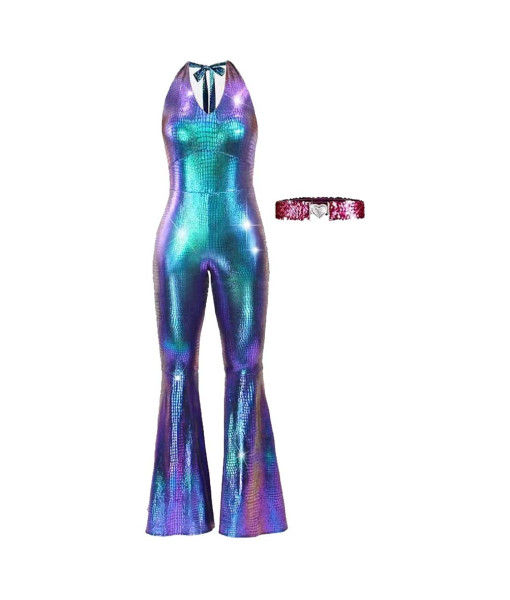 1980s Vintage Disco Flared Gradient Jumpsuit Women Halloween Costume